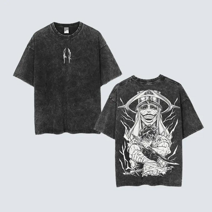 Statue of God T-Shirt 3 - Sung Jin Woo Collection T-Shirt | Solo Leveling Anime Clothing | Washed Heavy Cotton Tee | Perfect Gift for Manga & Anime Fans | Gift for Him & Her