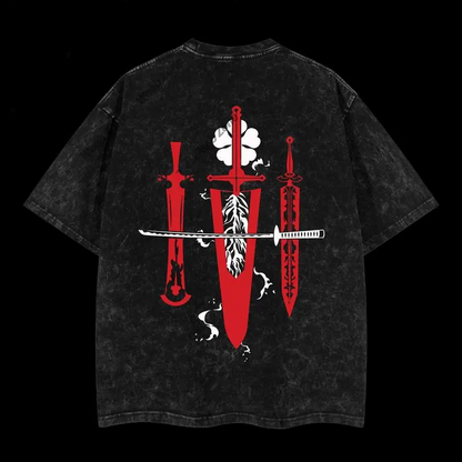 Limited Edition Asta Demon Slayer Sword - Black Clover Anime Double Printed Oversize Lightweight Acid Washed Tee, Gift For anime lover