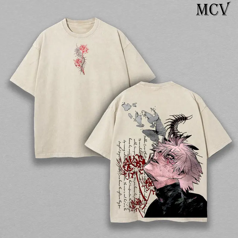 Ken Kaneki Tee – Tokyo Ghoul Vintage Wash T-Shirt, Oversized Unisex Anime Merch
