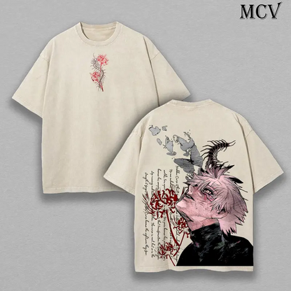 Ken Kaneki Tee – Tokyo Ghoul Vintage Wash T-Shirt, Oversized Unisex Anime Merch