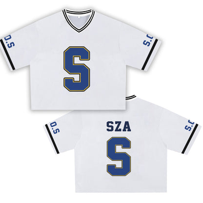 S.Z.A Navy White Jersey - Streetwear Sports Style, Youthful and Dynamic Men's and Women's Fashion