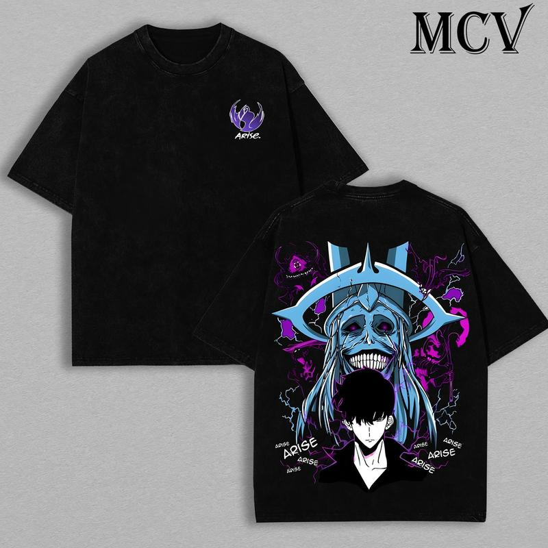 Statue of God T-Shirt 1 - Sung Jin Woo Collection T-Shirt | Solo Leveling Anime Clothing | Washed Heavy Cotton Tee | Perfect Gift for Manga & Anime Fans | Gift for Him & Her