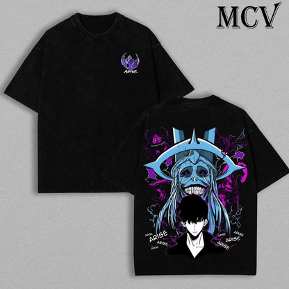 Statue of God T-Shirt 1 - Sung Jin Woo Collection T-Shirt | Solo Leveling Anime Clothing | Washed Heavy Cotton Tee | Perfect Gift for Manga & Anime Fans | Gift for Him & Her