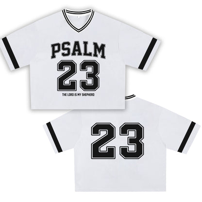 White Psalm 23 Jersey - Soft Comfortable Fabric, Unique Faith Design for Bold Streetwear Style