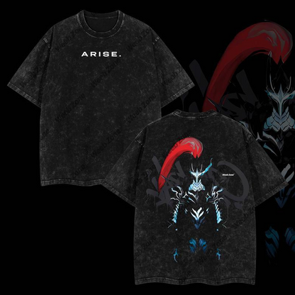 [COLLECTION] 1 "Arise" Sung Jin Woo - Solo Leveling Anime Double Printed Oversize Lightweight Acid Washed Graphic Tee, Gift For Anime Fan