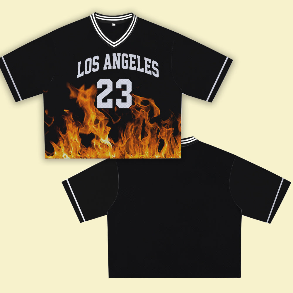 Los Angeles 23 Fire Jersey - Sporty, Street Style Design, Extremely Cool, Suitable for Walking Around Town
