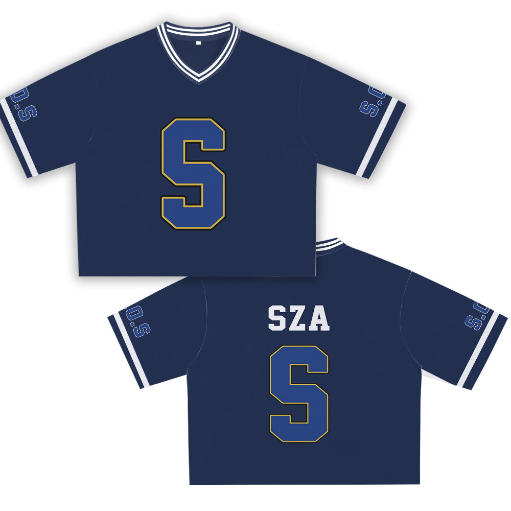 S.Z.A Navy Blue Jersey - Streetwear Sports Style, Youthful and Dynamic Men's and Women's Fashion