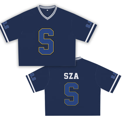 S.Z.A Navy Blue Jersey - Streetwear Sports Style, Youthful and Dynamic Men's and Women's Fashion