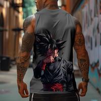 Top Rated 80s 90s Dragon Ball DBZ Goku saiyan Oversized streetwear singlet muscle cotton outfits men short summer men's graphic tees Fits vacation outfits Anime tank tops men gifts