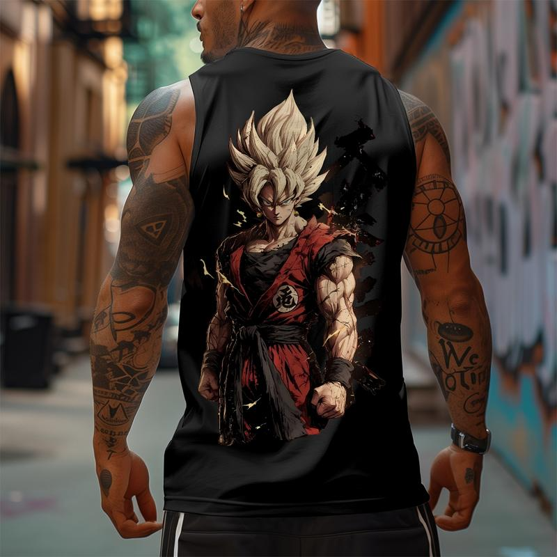 Dragon Ball DBZ Goku Saiyan Unisex Summer outfits men streetwear 80s 90s graphic tees cotton Anime tank tops men gifts Fabric Menswear
