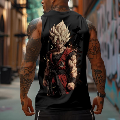 Dragon Ball DBZ Goku Saiyan Unisex Summer outfits men streetwear 80s 90s graphic tees cotton Anime tank tops men gifts Fabric Menswear