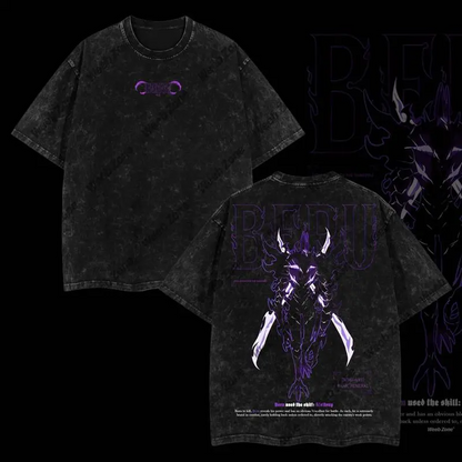 [COLLECTION] Limited Edition IGRIS, IRON, TANK, BERU T-Shirt - Shadow Soldiers Sung Jin-Woo Solo Leveling T-Shirt Anime Double Printed Oversize Lightweight Acid Washed Graphic Tee Gift For Anime Fan
