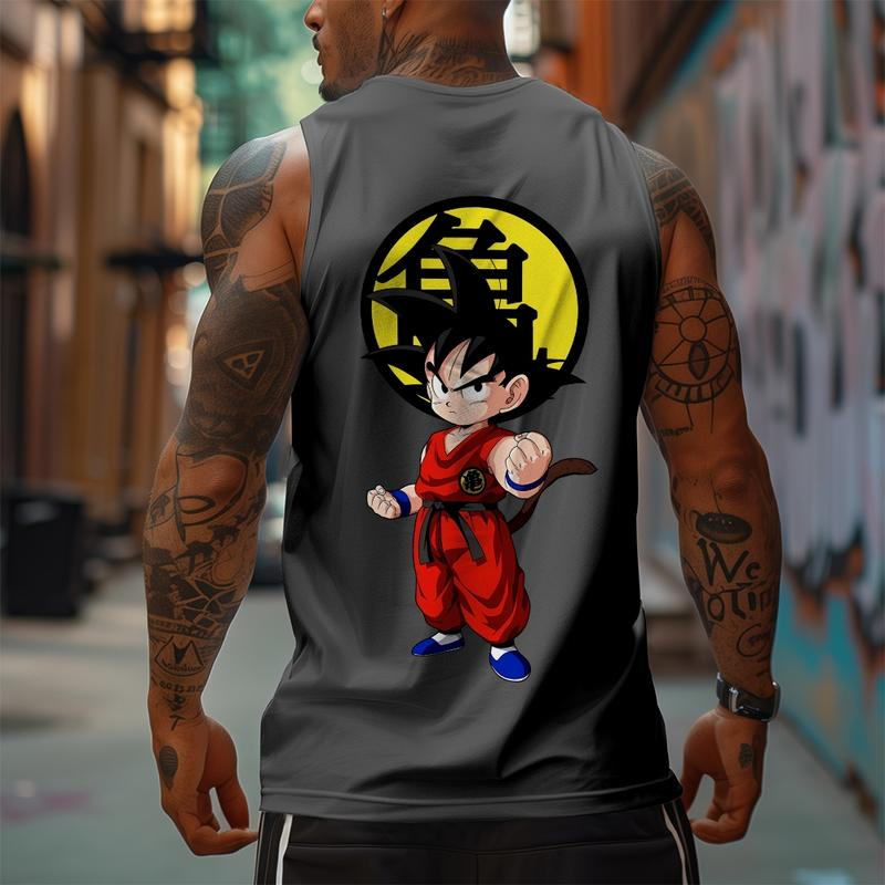 Dragon Ball DBZ Son Goku Unisex Summer Outfit Men's Streetwear 80s 90s Graphic Tees Cotton Anime Tank Tops Men Gifts Breathable Loose Fit