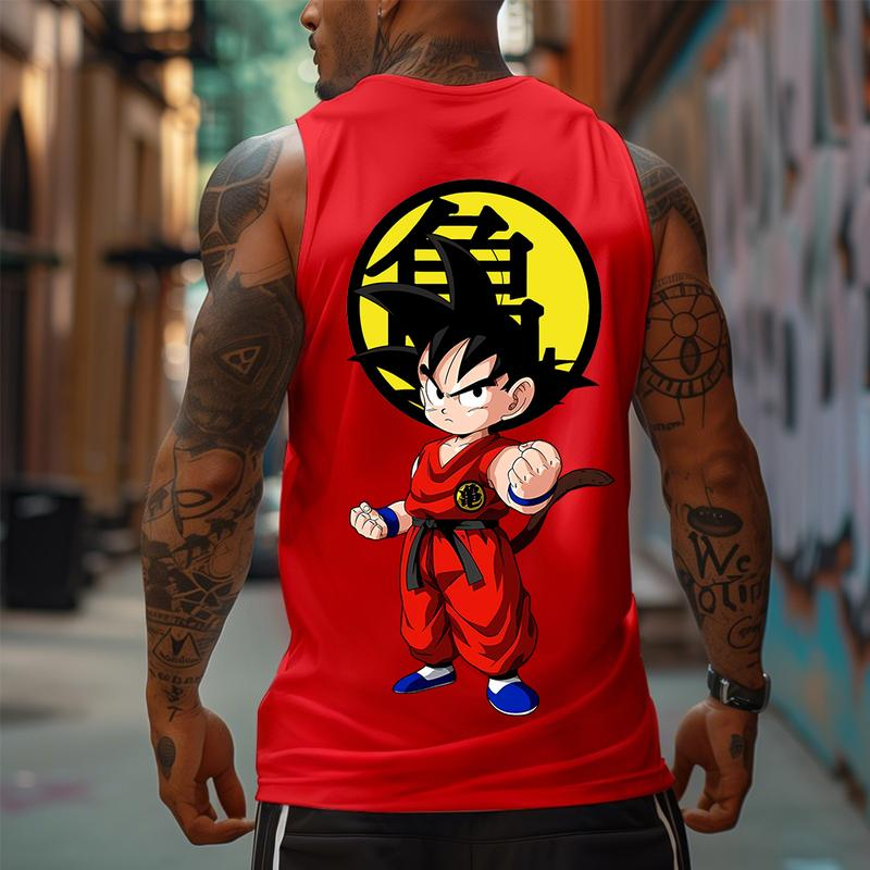 Dragon Ball DBZ Son Goku Unisex Summer Outfit Men's Streetwear 80s 90s Graphic Tees Cotton Anime Tank Tops Men Gifts Breathable Loose Fit