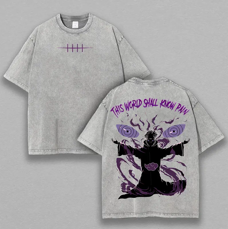 Pain Nagato Vintage Unisex Oversize Anime Manga Acid Washed Heavyweight Cotton T-shirt, graphic tee,anime lover,anime merch fan, outfits men