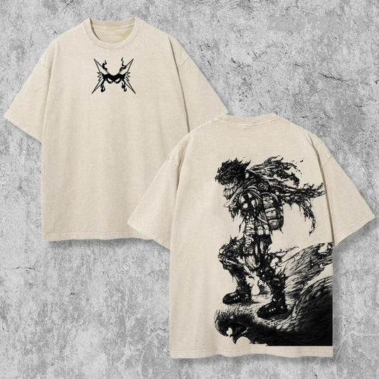 Retro Vintage Limited Deku Ver3 - My Hero Academia Anime Double Printed Oversized Washed Tee Unisex Oversize Anime Manga Acid Washed Lightweight Cotton T-Shirt, Hoodies & Sweater Anime Lover