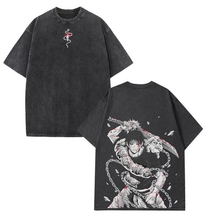 Sorcerer Killer Toji Fushiguro JJK Jujutsu Kaisen Anime Manga Unisex Washed Tshirt Top Streetwear Fit graphic tee