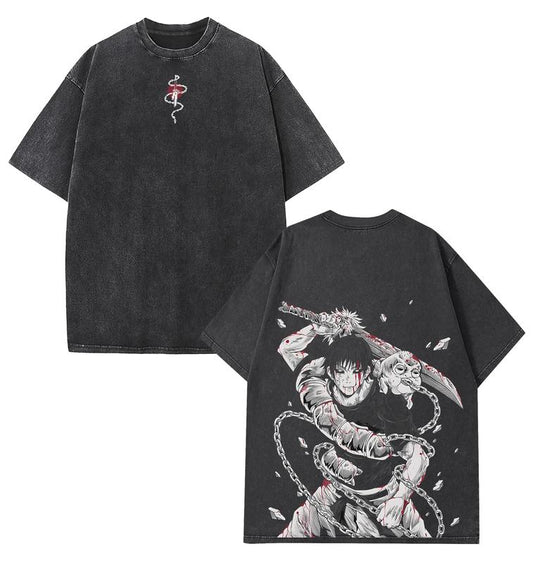 Sorcerer Killer Toji Fushiguro JJK Jujutsu Kaisen Anime Manga Unisex Washed Tshirt Top Streetwear Fit graphic tee