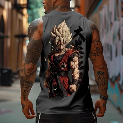 Dragon Ball DBZ Goku Saiyan Unisex Summer outfits men streetwear 80s 90s graphic tees cotton Anime tank tops men gifts Fabric Menswear
