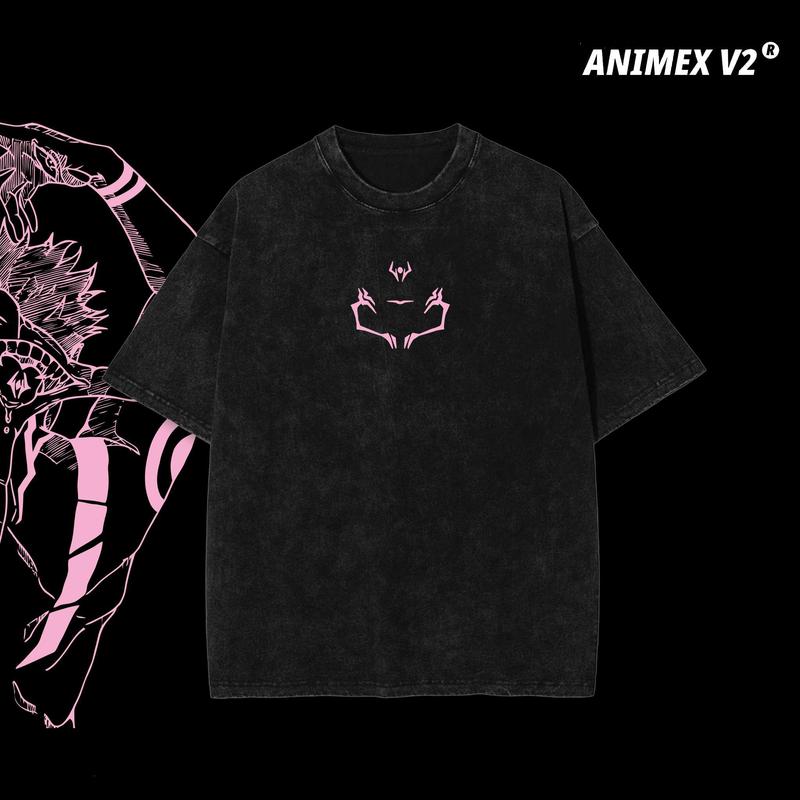 Limited Edition Ryomen Sukuna Pink - Jujutsu Kaisen Anime Double Printed Oversize Lightweight Acid Washed Tee, Gift For anime lover