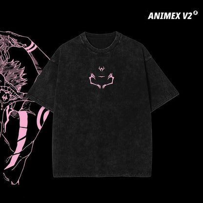 Limited Edition Ryomen Sukuna Pink - Jujutsu Kaisen Anime Double Printed Oversize Lightweight Acid Washed Tee, Gift For anime lover
