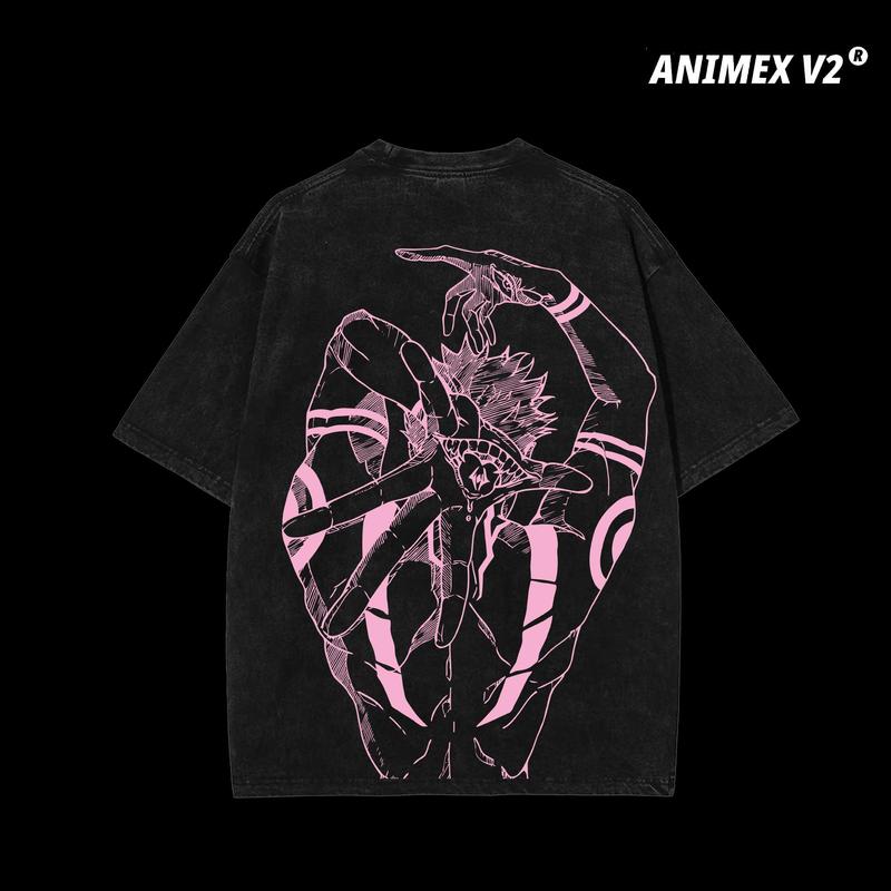Limited Edition Ryomen Sukuna Pink - Jujutsu Kaisen Anime Double Printed Oversize Lightweight Acid Washed Tee, Gift For anime lover