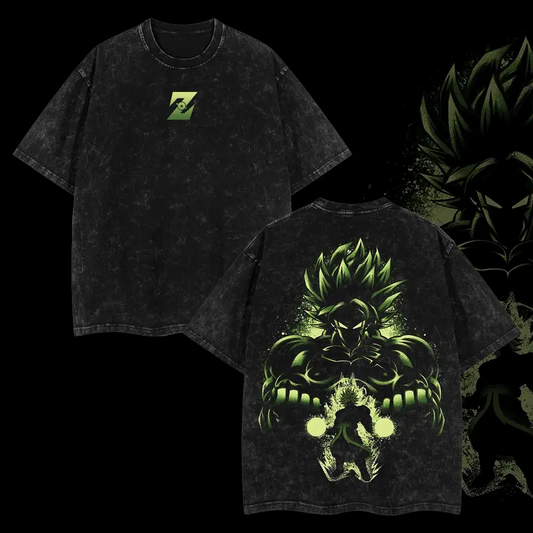 Dragon Ball "Broly" Retro Edition Vintage Unisex Oversize Anime Manga Acid Washed Cotton T-shirt, graphic tee,anime merch fan, outfits men,boys merch