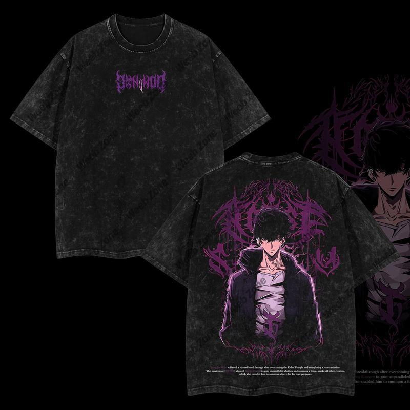 [COLLECTION 2] 18 Best Designs Solo Leveling T-Shirt Featuring Sung Jin-Woo, Statue of God & Iconic Moments, Double Printed Unisex Oversize Lightweight Acid Washed Cotton Tee anime lover anime merch