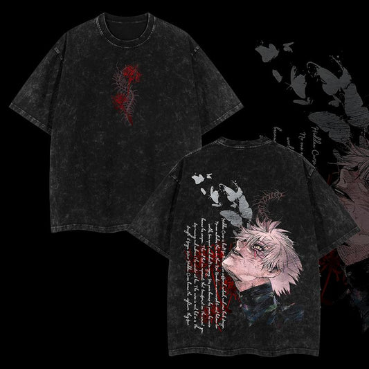 Ken Kaneki Tee – Tokyo Ghoul Unisex Oversize Anime Manga Acid Washed Heavyweight Cotton T-shirt, graphic tee,anime lover , outfits men