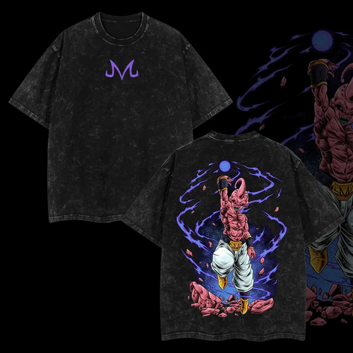 Dragon Ball "Evil Buu" Vintage Unisex Oversize Anime Manga Acid Washed Cotton T-shirt, graphic tee,anime merch fan, outfits men
