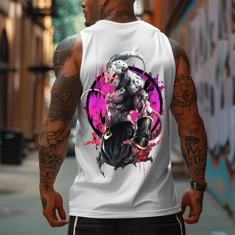 Dragon Ball Z dbz Kid Buu Majin Buu Unisex Summer Outfit Men's Streetwear Top Rated 80s 90s Graphic Tees Cotton Anime Tank Tops for Gifts - Menswear