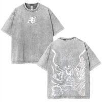 Lufi JoiBoy" One Piece RetroVintage Unisex Anime Manga Acid Washed Lightweight Cotton Tshirt, Gift For Anime Fan tees vintage shirts T-shirt Men's Graphic Round Neck Fabric Menswear Top Oversized Black Casual