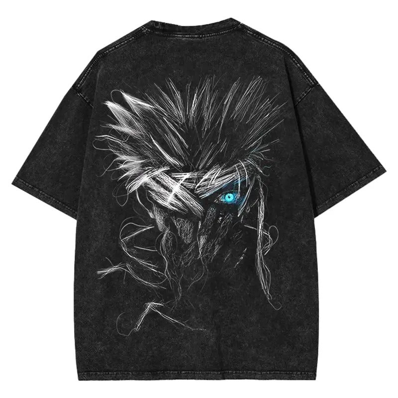 Gojo Satoru Limitless BLue Eyes The Honored One Jujutsu Kaisen JJK graphic Tees Double Printed Washed Tshirt Streetwear graphic tee