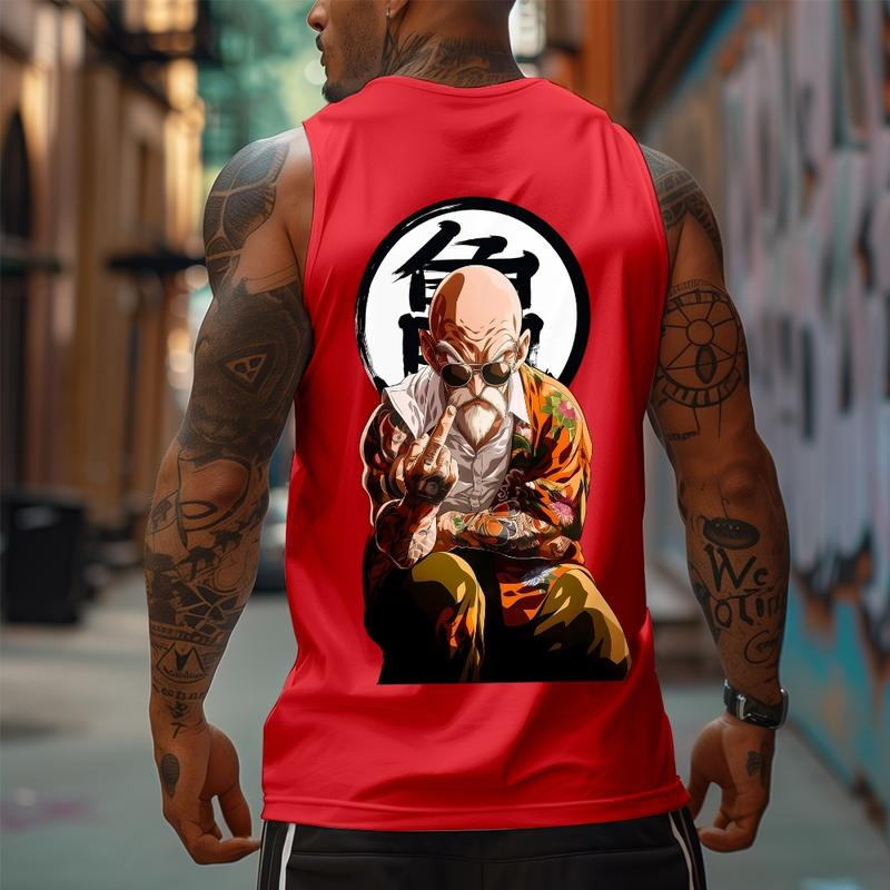 Dragon Ball DBZ Roshi Unisex Summer outfits men streetwear 80s 90s graphic tees cotton Anime tank tops men gifts