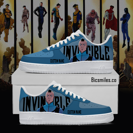 Invincible Custom Sneakers Blue Mark – Anime Streetwear Shoes