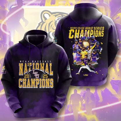 LSU Tigers Baseball 2025 National Champions 3D Apparel – HOATT 11366