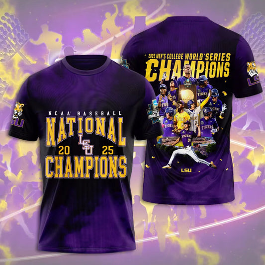 LSU Tigers Baseball 2025 National Champions 3D Apparel – HOATT 11366