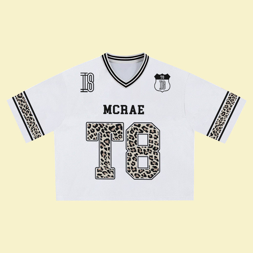 MCRAE T8 White Leopard Jersey – Unisex Sports Design, Breathable Material, Suitable for Streetwear