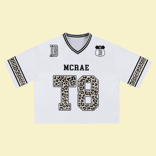 MCRAE T8 White Leopard Jersey – Unisex Sports Design, Breathable Material, Suitable for Streetwear