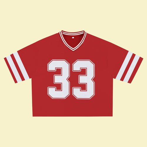 Red Jersey 33 – Unisex Sports Design, V-Neck Breathable Material, Suitable for Streetwear