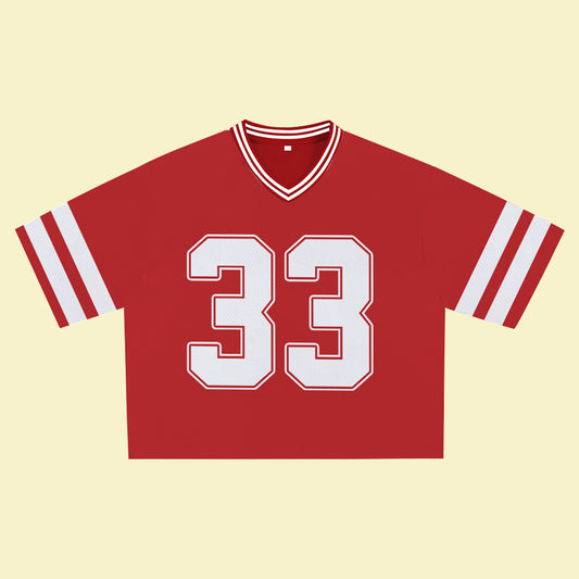 Red Jersey 33 – Unisex Sports Design, V-Neck Breathable Material, Suitable for Streetwear