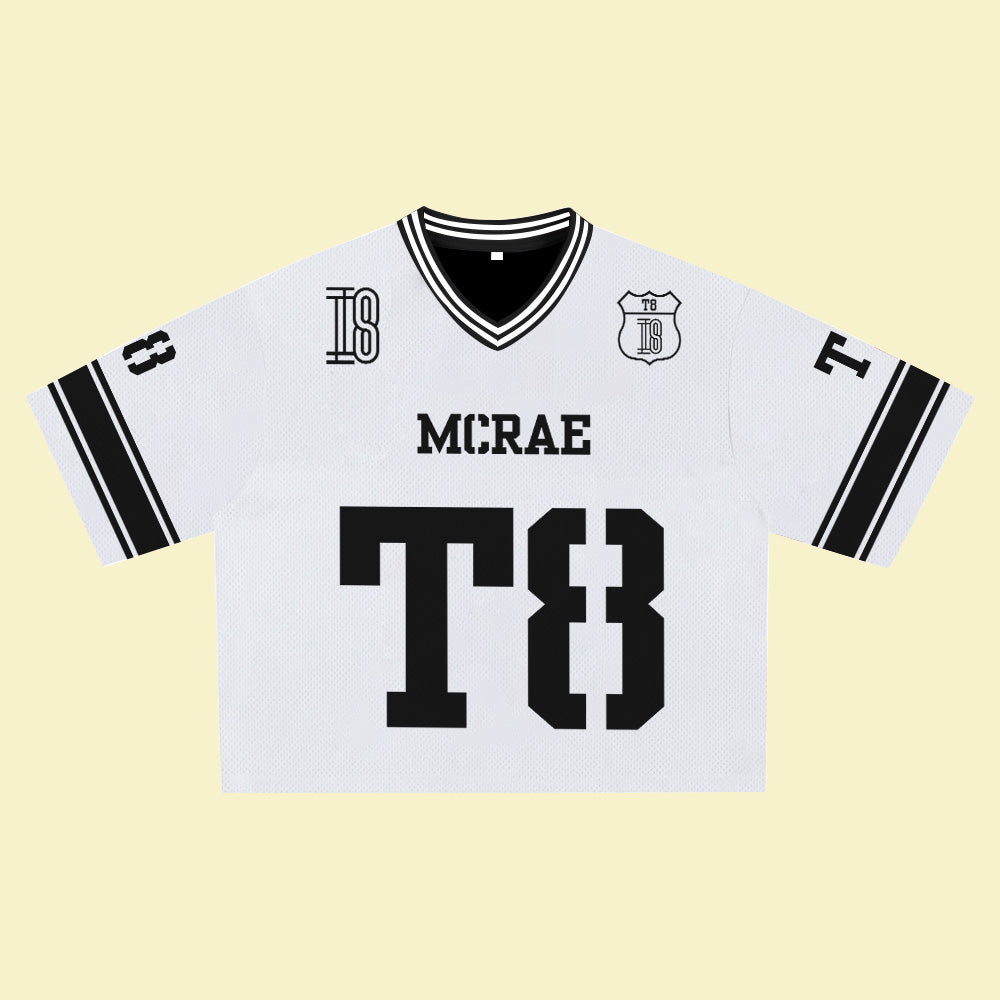 MCRAE T8 White Jersey – Unisex Sports Design, Breathable Material, Suitable for Streetwear