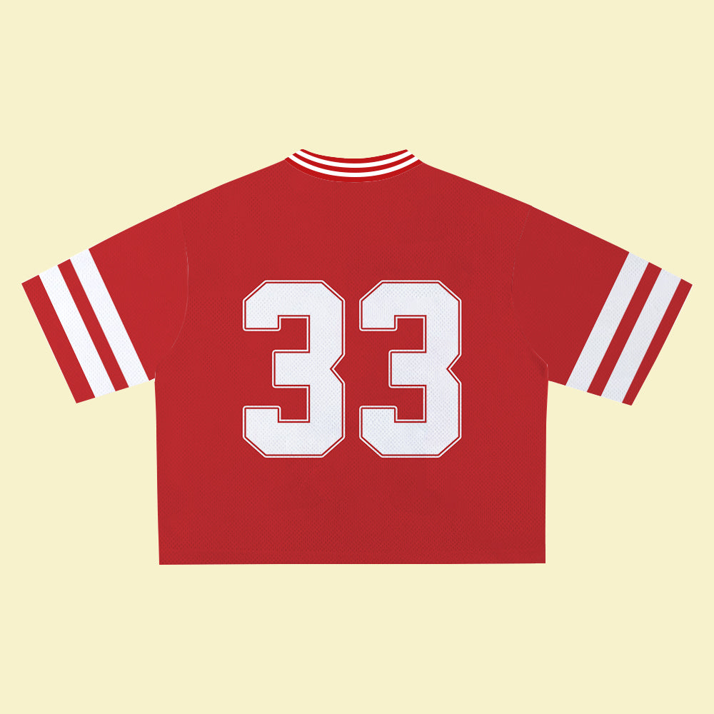Red Jersey 33 – Unisex Sports Design, V-Neck Breathable Material, Suitable for Streetwear