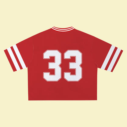 Red Jersey 33 – Unisex Sports Design, V-Neck Breathable Material, Suitable for Streetwear