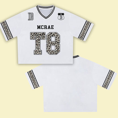 MCRAE T8 White Leopard Jersey – Unisex Sports Design, Breathable Material, Suitable for Streetwear
