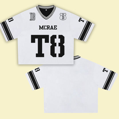 MCRAE T8 White Jersey – Unisex Sports Design, Breathable Material, Suitable for Streetwear