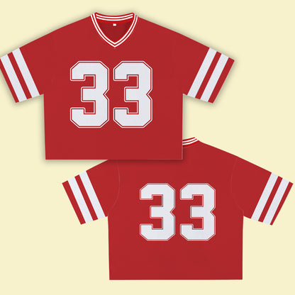 Red Jersey 33 – Unisex Sports Design, V-Neck Breathable Material, Suitable for Streetwear