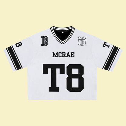 MCRAE T8 White Jersey – Unisex Sports Design, Breathable Material, Suitable for Streetwear