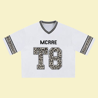MCRAE T8 White Leopard Jersey – Unisex Sports Design, Breathable Material, Suitable for Streetwear