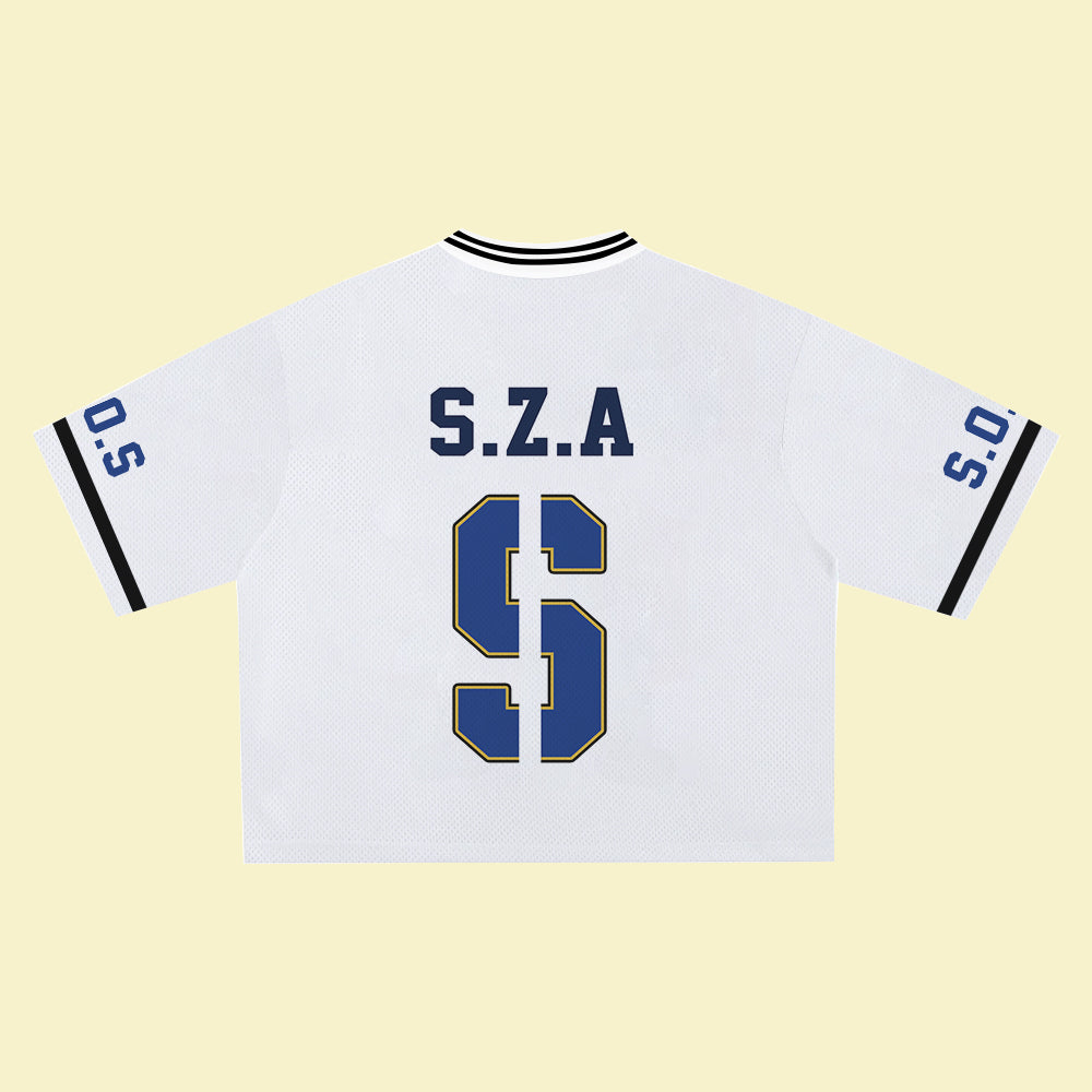 S.Z.A Navy White Jersey - Streetwear Sports Style, Youthful and Dynamic Men's and Women's Fashion